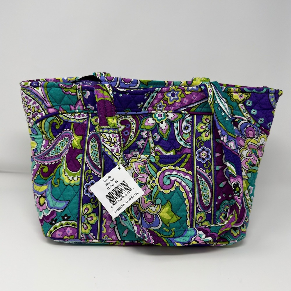 Vera Bradley Mandy Heather Paisley Quilted Cotton Tote Bag & Lanyard